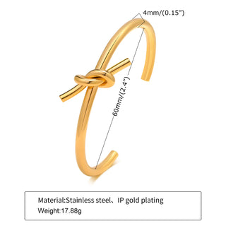 VNOX Niche Knot Open Hand Cuff Bracelet, Stainless Steel Jewelry Gold Plated Non Tarnish Hand Chain Fashion Accessory for Women