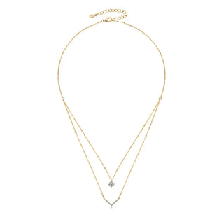 V Letter 5Mm Moissanite Pendant Double Layer Necklace for Women 925 Sterling Silver Chain Clavicle 2025 New Jewelry Gifts