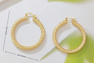 14K Gold Plated Textured Hoop Earrings for Women, Braided Pattern Lightweight Huggie Hoops, Chunky Gold Plated Hoop Earrings, Everyday Statement Jewelry Gift