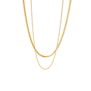 Uworld Simple Jewelry 18K Gold Plated Flat Snake Chain Layer Necklace Stainless Steel Snake Rope Chain Necklace Gift