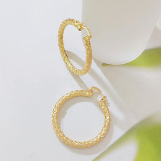 14K Gold Plated Textured Hoop Earrings for Women, Braided Pattern Lightweight Huggie Hoops, Chunky Gold Plated Hoop Earrings, Everyday Statement Jewelry Gift