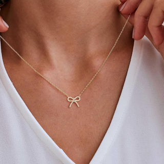 Gold Necklace for Women - Bow Necklace 14K Gold Plated Dainty Cubic Zirconia Bow Necklace Small Bow Necklace Trendy Necklaces for Women Minimalist Jewelry