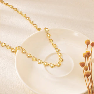 TEWIKY 14K Gold-Plated 6Mm Laser-Cut Hollow Heart Necklace, Women'S Fashion Jewelry Accessory, Unique Hollow Heart Design, Suitable for Wearing on Various Occasions