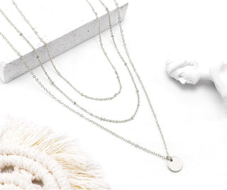 Dainty Layered Choker Necklaces Handmade Coin Tube Star Pearl Pendant Multilayer Adjustable Layering Chain Gold Plated Necklaces Set for Women